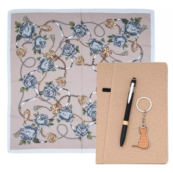 A5 notebook, ball pen and keychain set