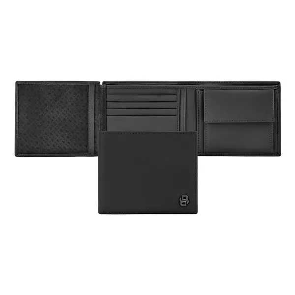Money wallet with flap Double B Saffiano Black