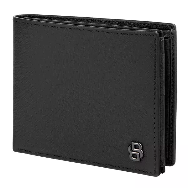 Money wallet with flap Double B Saffiano Black